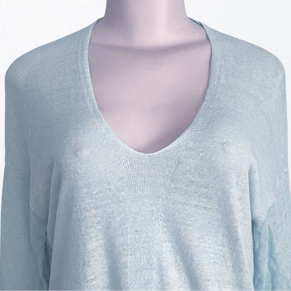 Vince 100% Linen Beachy Casual Pullover Sweater Light Blue SZ XS - Picture 4 of 10